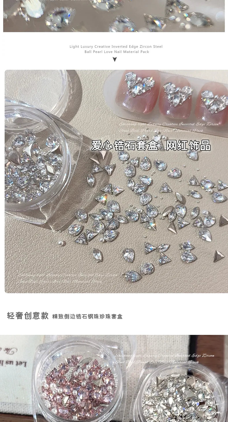 50PCS 3D Mini Zircon Nail Art Rhinestone Crystal Diamond Accessories For Glitter Manicure Nails Decoration Supplies Material