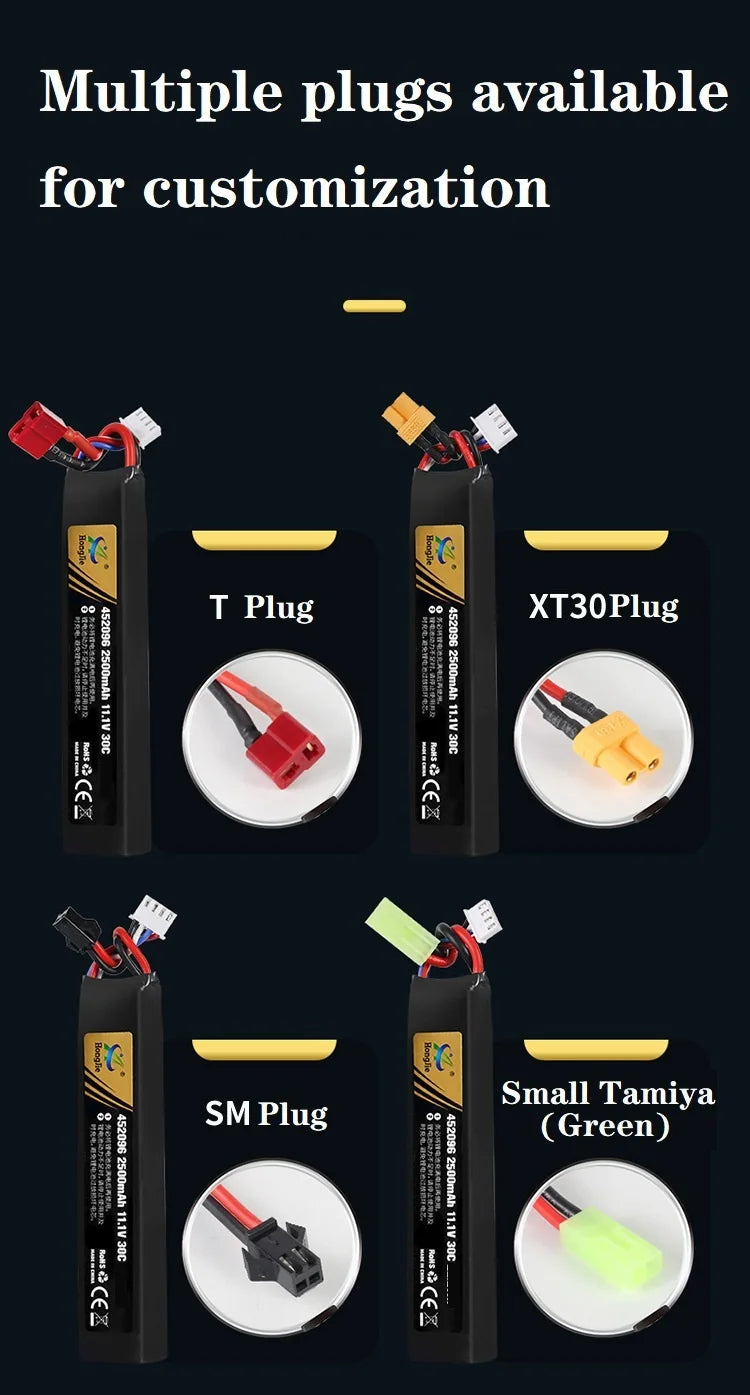 Water Gun Airsoft 11.1V 3S 2500mAh 30C 452096 LiPo battery+Charger Tamiya Plug for Airsoft BB Air Pistol Electric Toys Gun Parts