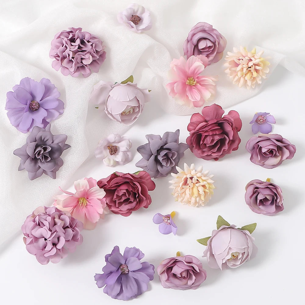 1Bag Artificial Flower Head For Home Room Wedding Decoration Handmade Craft Wreath Christmas Tree Decor 2025 Navidad Supplies