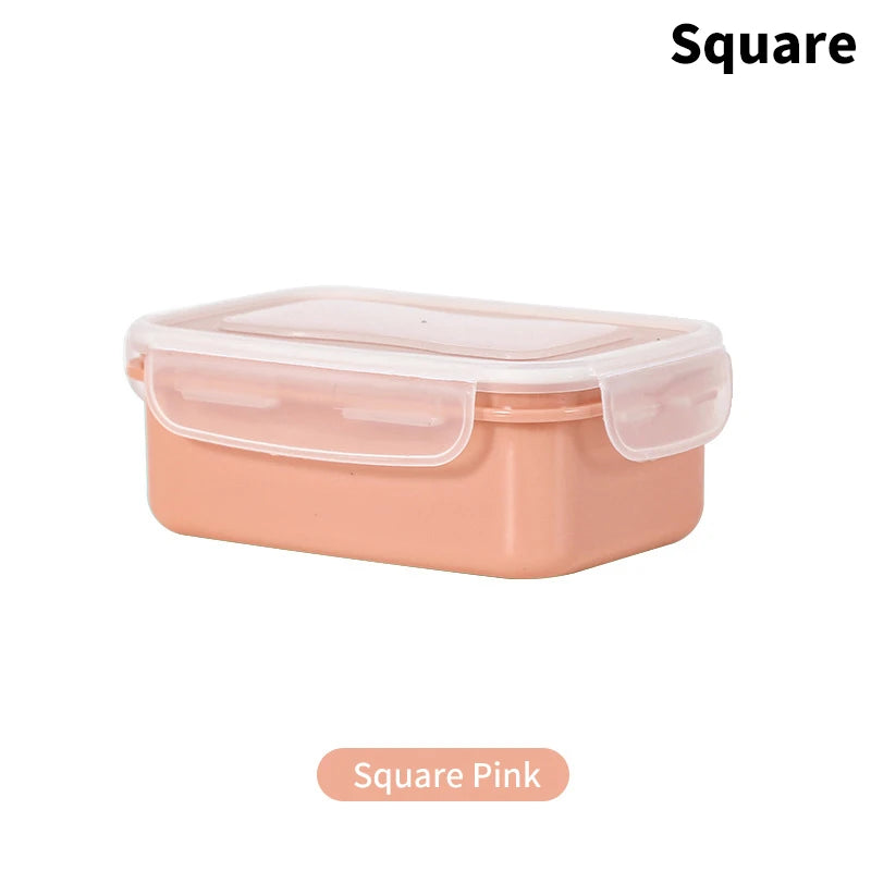 Mini Refrigerator Crisper Small Lunch Box Plastic Airtight Jar Storage Box Round Kitchen Insulated Lunch Box Organizer Snack Box