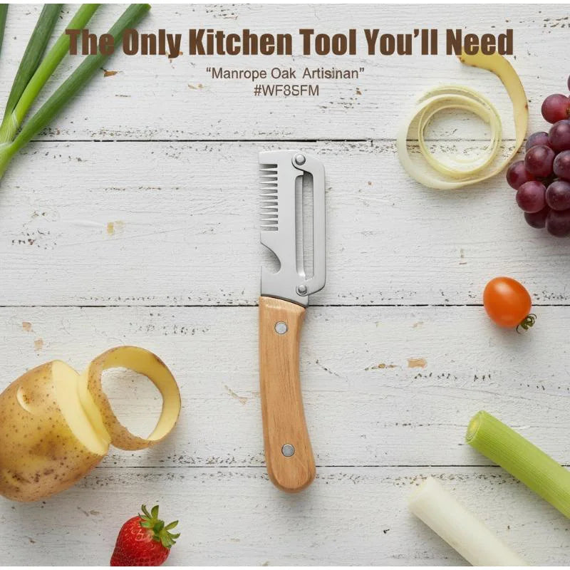 Multipurpose Vegetable Peeler Stainless Steel Kitchen Tool Wooden Handle Cutter For Scallion Potato Fruit Asparagus Winter Melon
