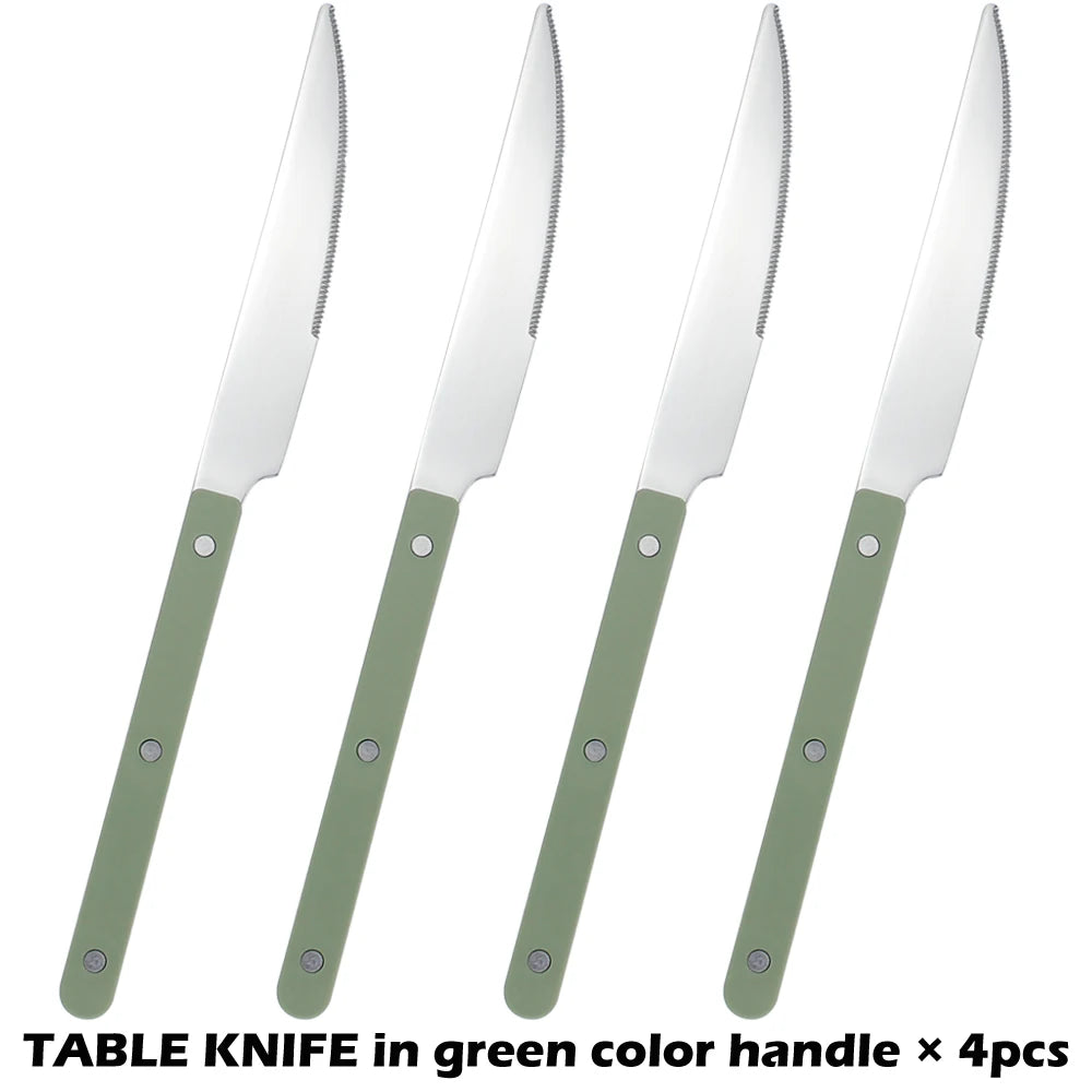 Fashionable Design Top Mirror Polishing Cutlery Sets Stainless Steel 18/8(304) ABS Handle With Rivets Silverware Set For Kitchen
