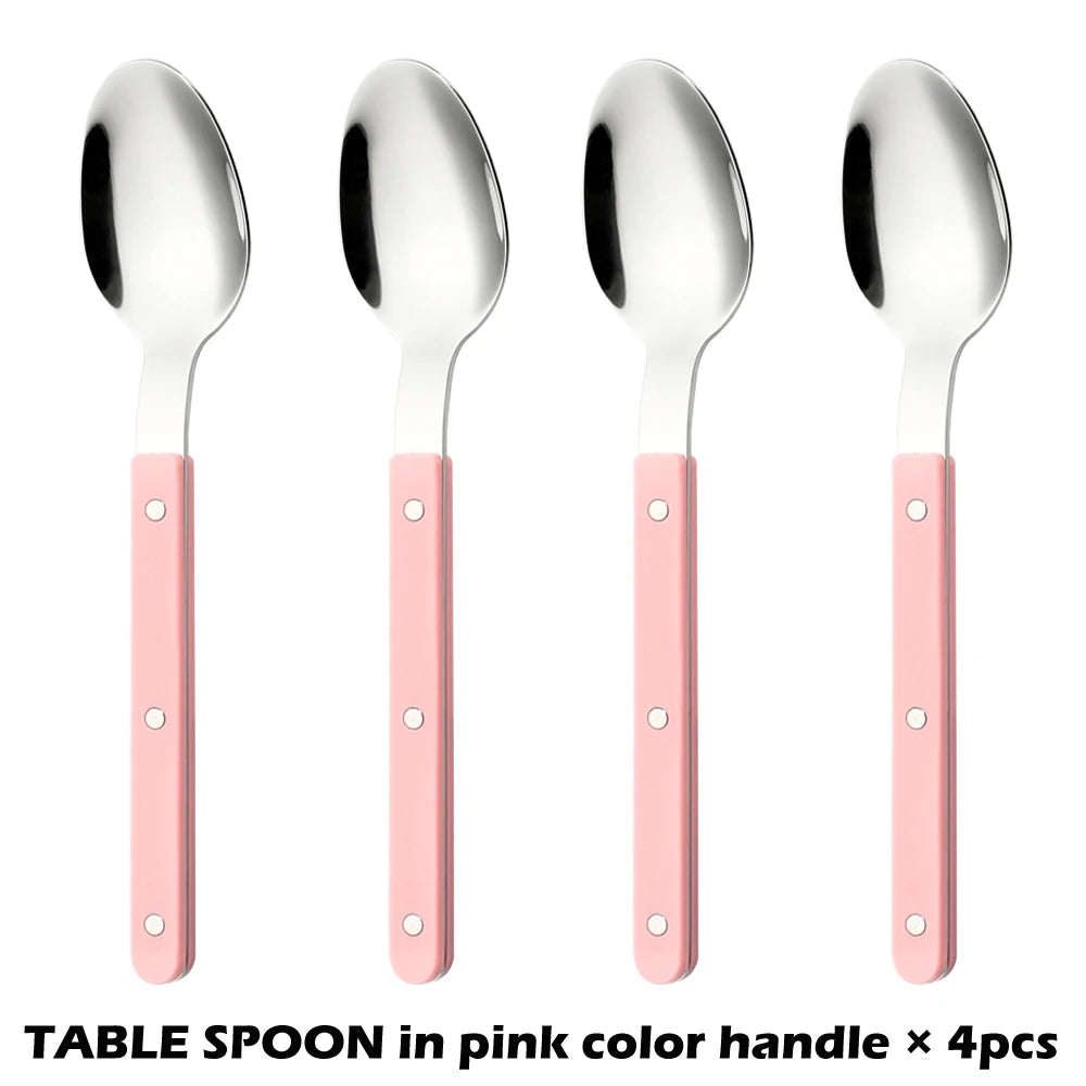 Fashionable Design Top Mirror Polishing Cutlery Sets Stainless Steel 18/8(304) ABS Handle With Rivets Silverware Set For Kitchen