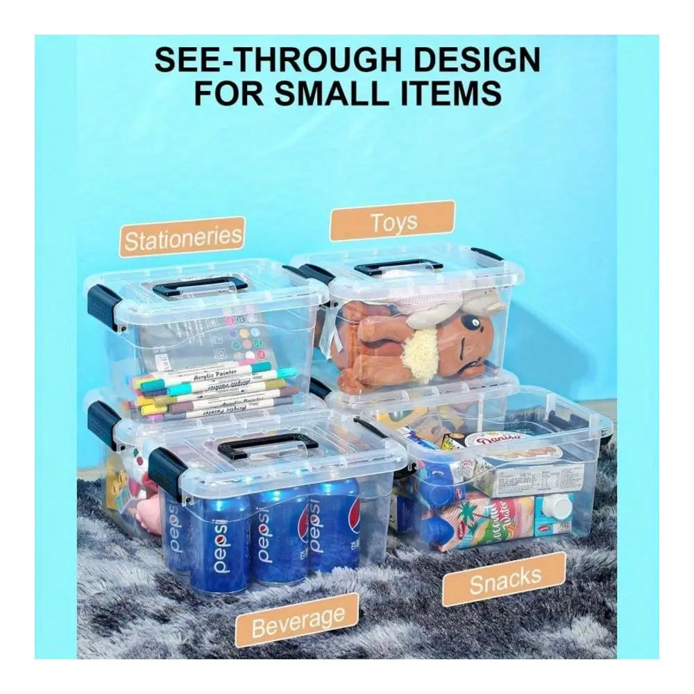 6Pack Stackable Storage Bins With Secure SnapLock Lids Clear Plastic Organizer Boxes,HeavyDuty Containers For Pantry Office Gar