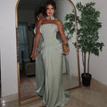 Elegant Long Dress Women Strapless Sleeveless Scarf High Waist Vestidos Female 2025 Spring Summer New Chic Lady Evening Dresses