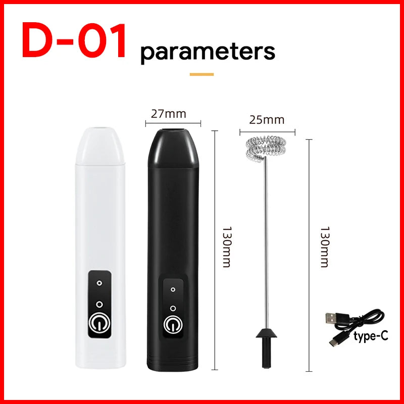 MINI Coffee Frother USB Rechargeable 3 Speeds Foam Maker Coffee Milk Mixer Electric Handle Blender Egg Beater Hot Cooking Tools