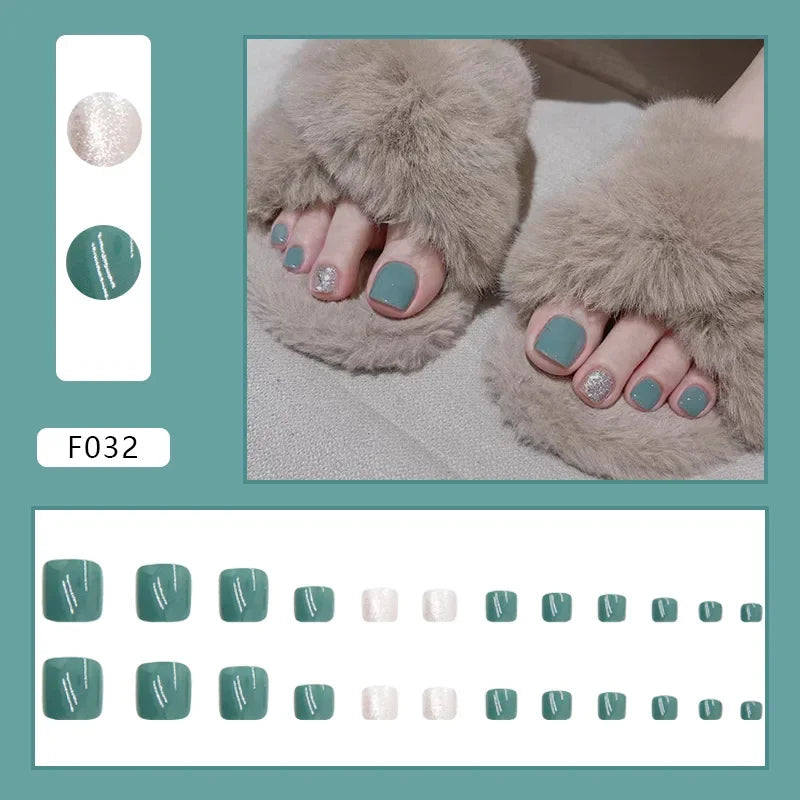 Simple French Press on Nails Fake Nails Tips with Sticker False Toenail Design Butterfly Lovely Girl False Toenail