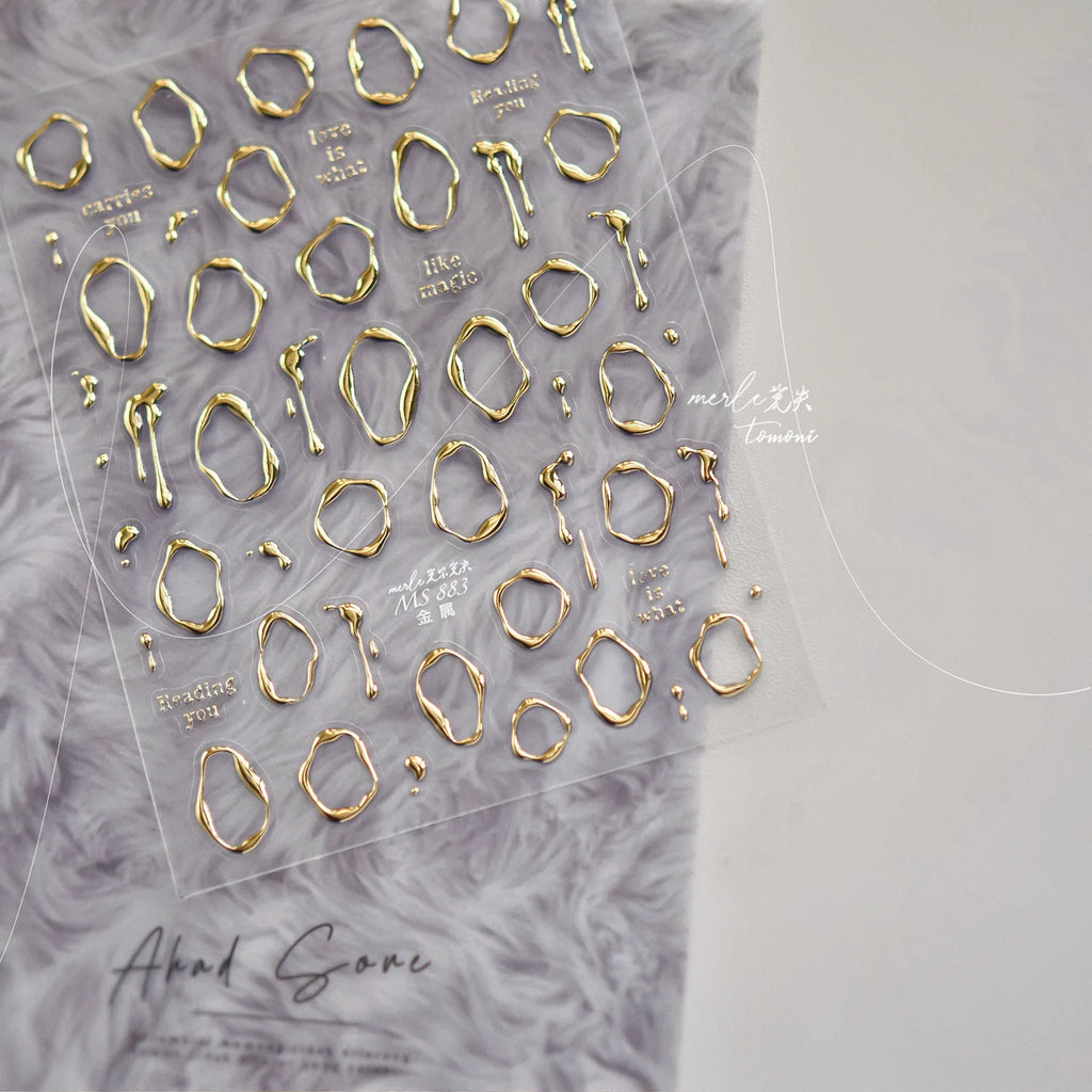 1pcs Gold Silver Metal Nail Stickers Irregular Bows Heart-shaped Back Glue Nails Accessories Stickers DIY Manicure Decorations