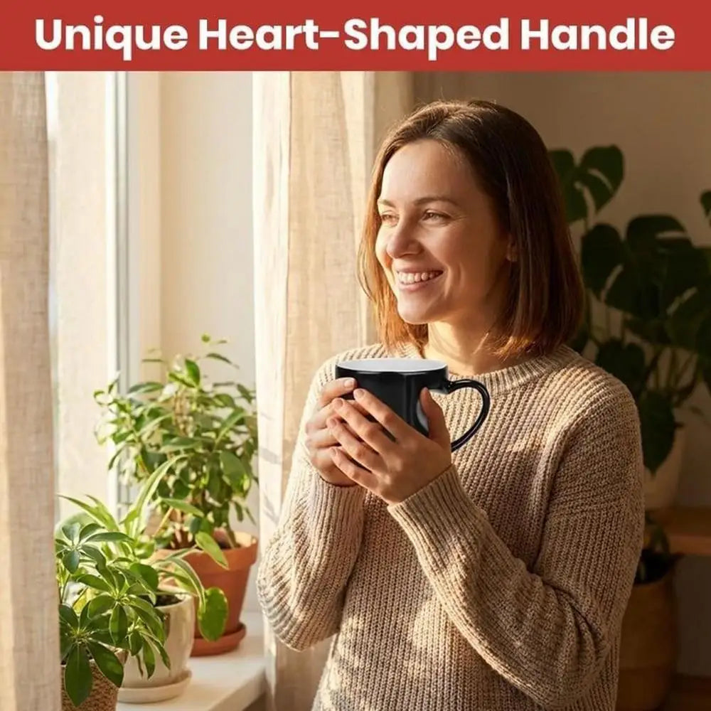 400ml Color Change Mug Heart Shape Handle Milk Juice Cup Ceramic Heat Activated Mug Thermochromic Bar Coffee Tea Water Dispenser