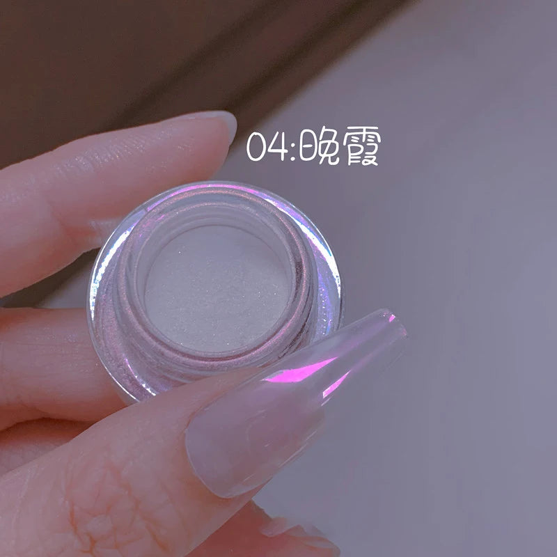 Pearl White Nails Glitter Aurora - Hailey Bieber Nails Moonlight Powders Fritillary Shell Mirror Pigment Nail Decoration