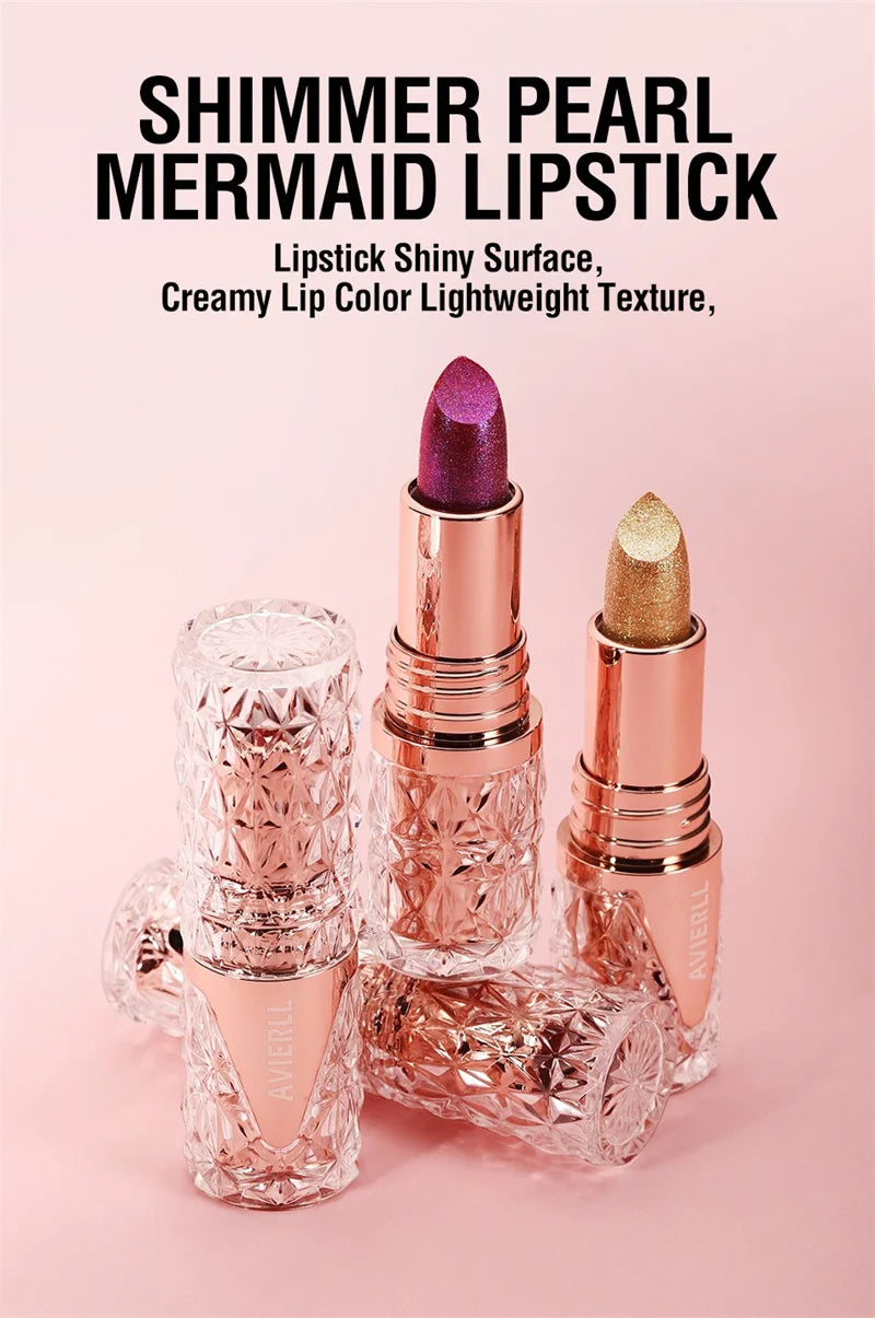 10 Colors 3 in 1 Pearlescent Lipstick Long Lasting Moisturizing Sparkling Quicksand Gold Lip Gloss Pearl Shimmer Sexy Lip Makeup