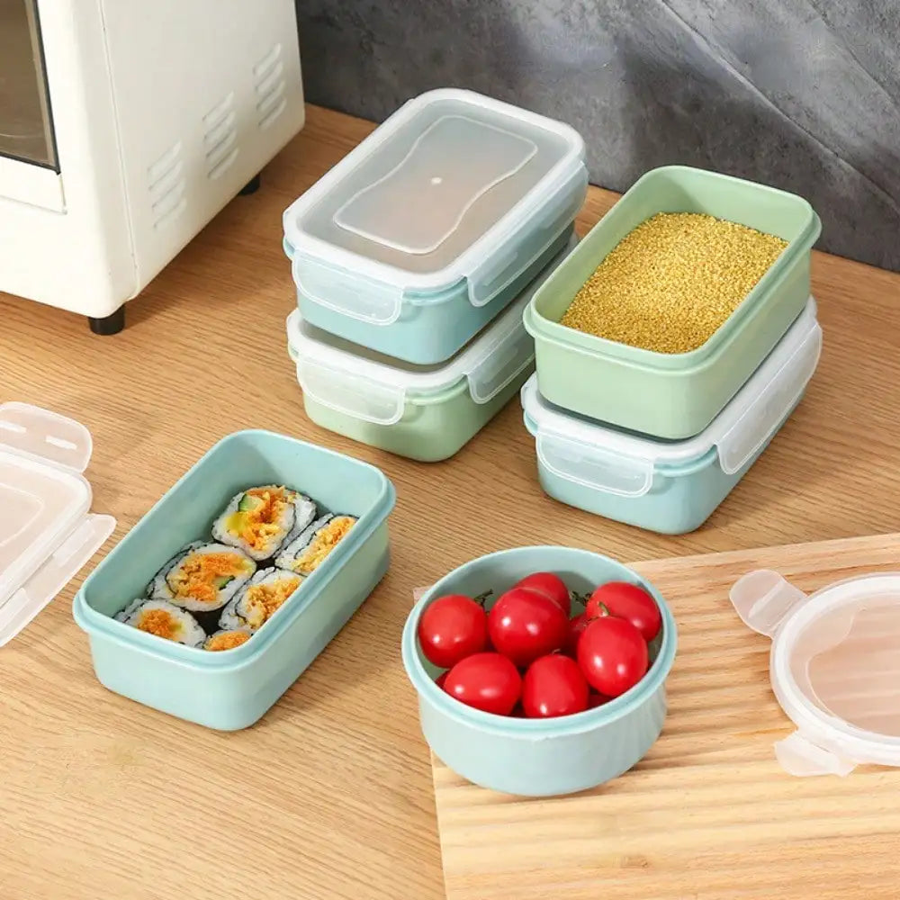 2pcs Mini Refrigerator Crisper Lunch Box Kitchen Bento Box Leakproof Food Container for Camping and Picnic Home Supplies