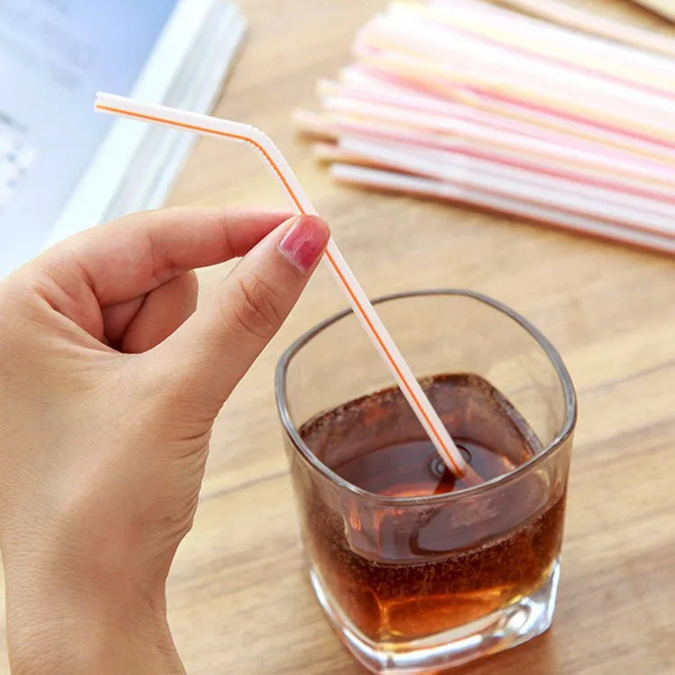 3X100PC Colorful Bendable Straw Drinking Kunststof Straw for Milk Tea Bar Party Rietjes Drinking Wedding Kitchen Beverage Straws
