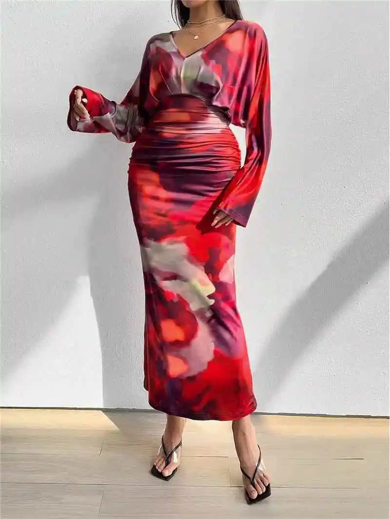 Women's Long Sleeve Dress European Style Batwing Sleeve Other Fabric Ladies Fashion Citywalk Dress Winter Collection