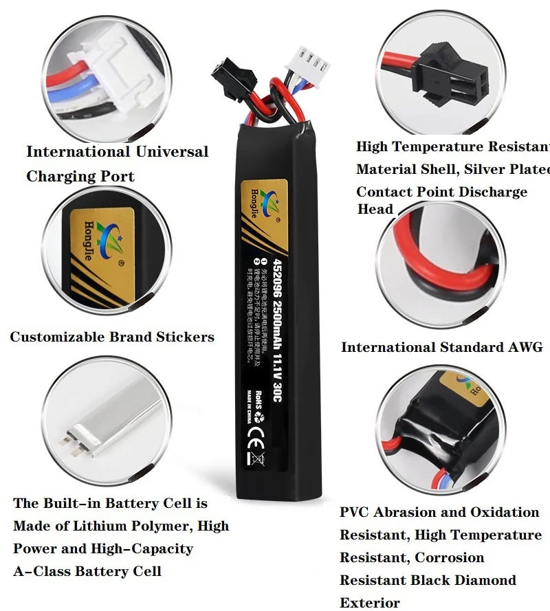 Water Gun Airsoft 11.1V 3S 2500mAh 30C 452096 LiPo battery+Charger Tamiya Plug for Airsoft BB Air Pistol Electric Toys Gun Parts