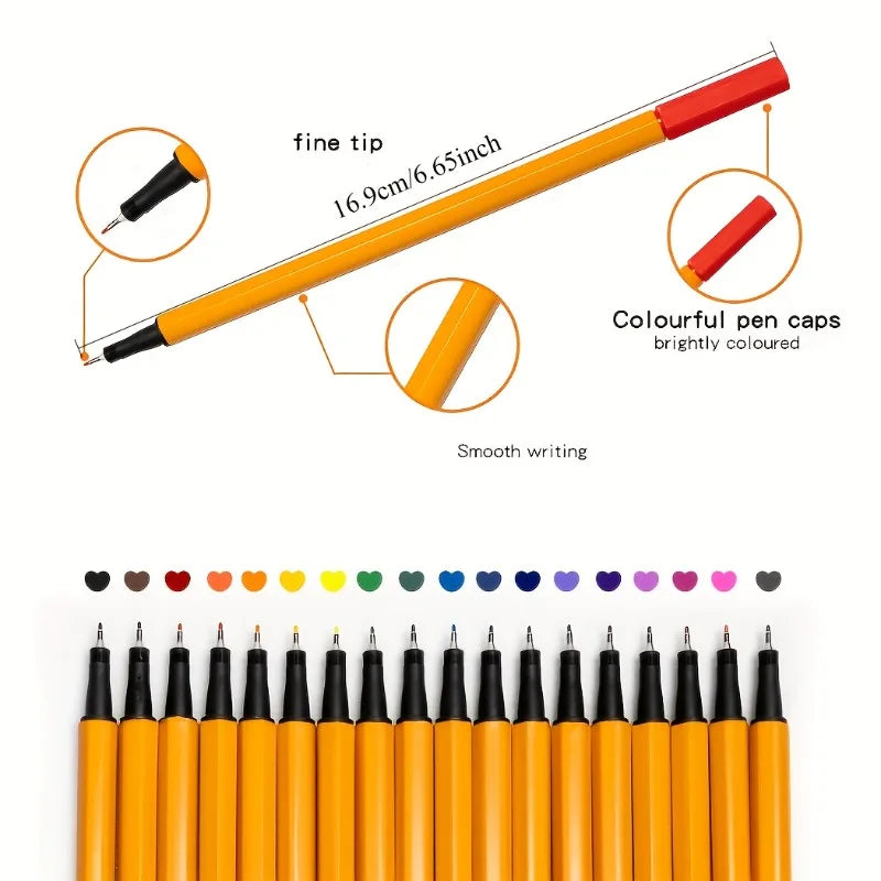 12/24pcs Colorful Fine Liner Pen Set,Waterproof Color Markers for Drawing, Office Notes,School Stationery Gift，Classroom Marking