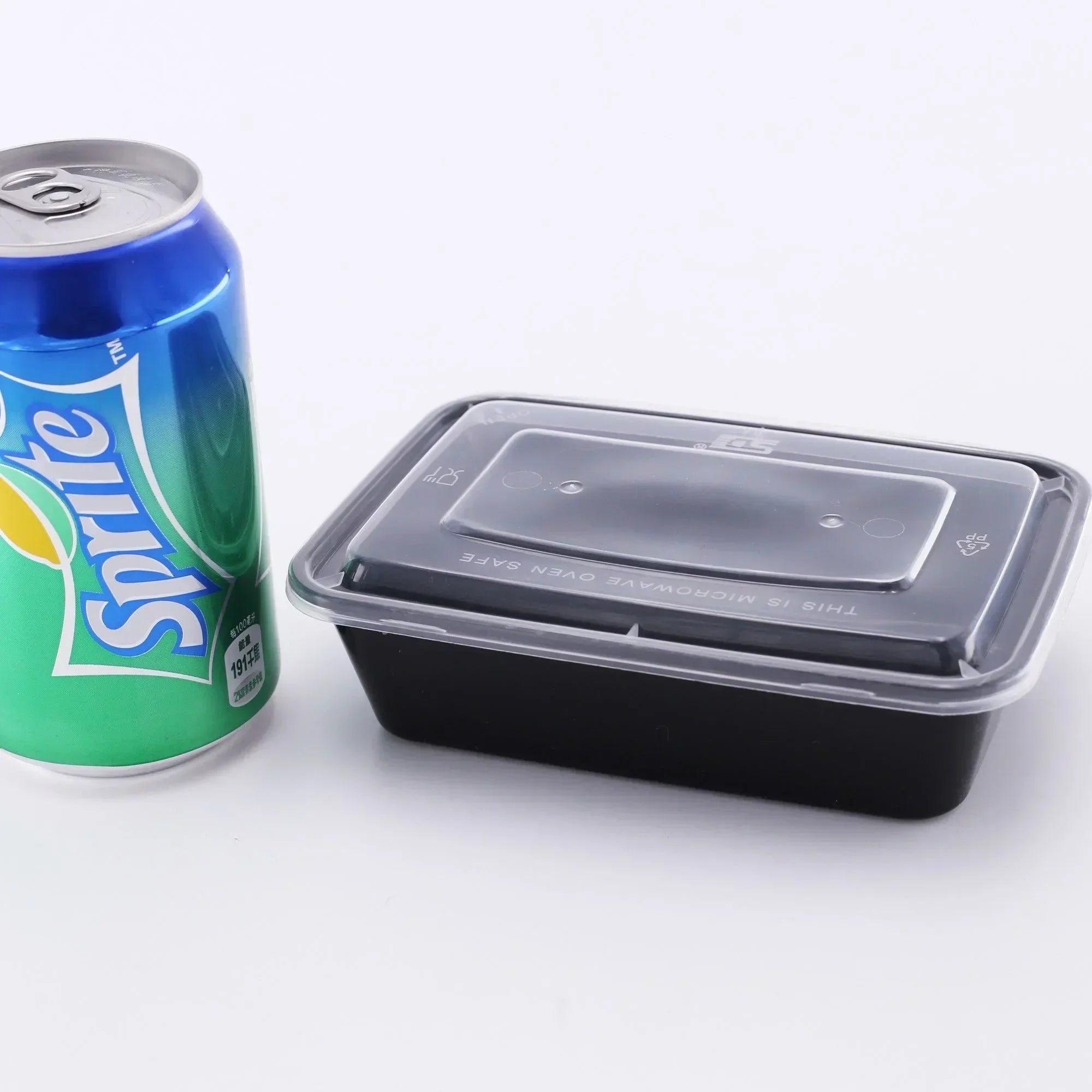 20 PCS/1000ml Thickened Disposable Takeout Lunch Box Tableware Can Be Heated Rectangular Black Plastic Bowl Food Packaging