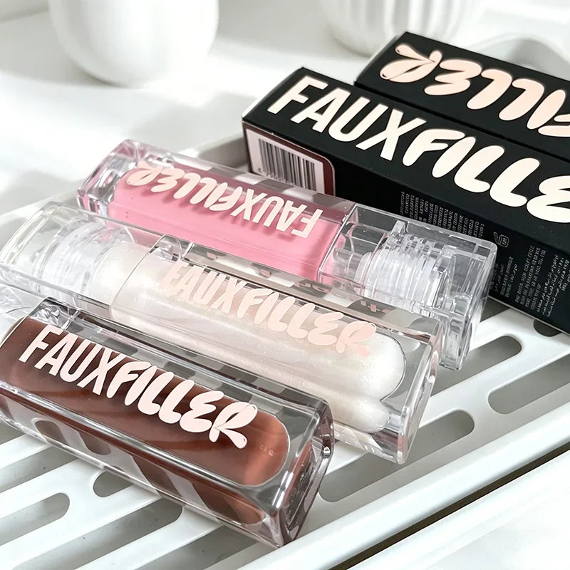 ROD Lipstick Makeup Non-Sticky Lip Gloss Hydrating Crystal Clear Lip Oil Plumping Moisturize Tinted Lipstick Natural Lip Makeup