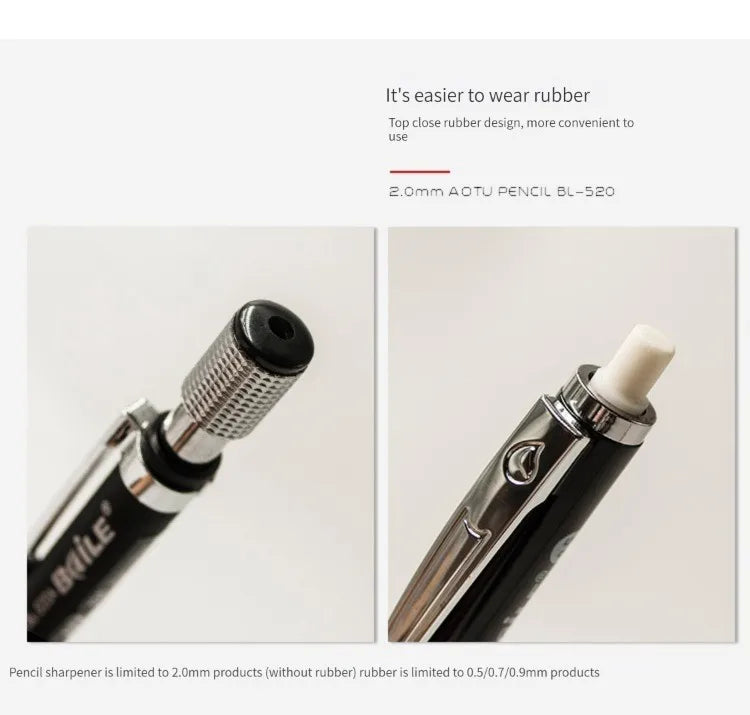 2.0mm Mechanical Pencil With Black/Color Lead Refill Automatic Pencil Art Drawing Painting Sketching School & Office Stationery