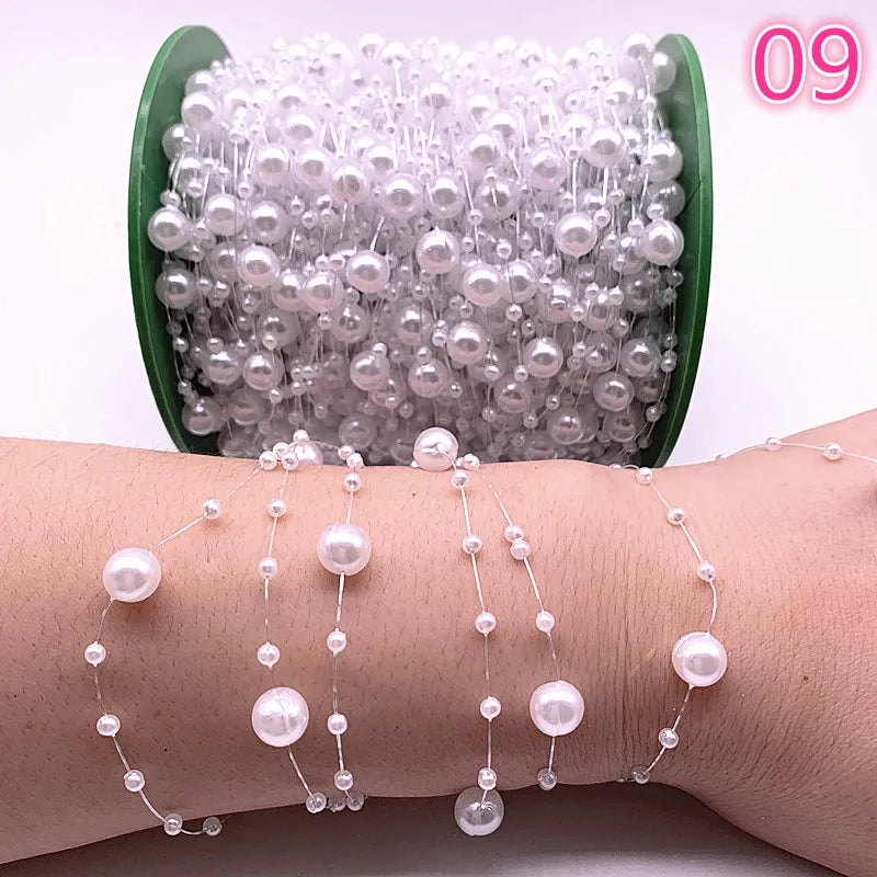 NEW 5yards Fishing Line Artificial Pearls Flower Beads Chain Garland Flowers Wedding Party Decoration Diy