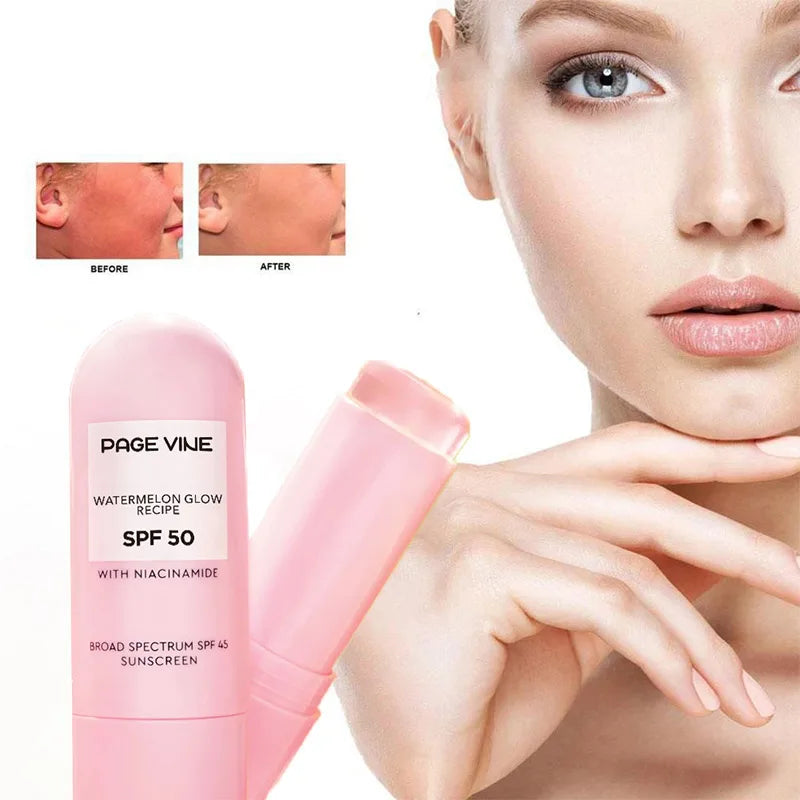 Watermelon Niacinamide High Gloss Sunscreen Stick Spf50++++ Moisturizing Brightening Portable Face Body Sunscreen Facial Care