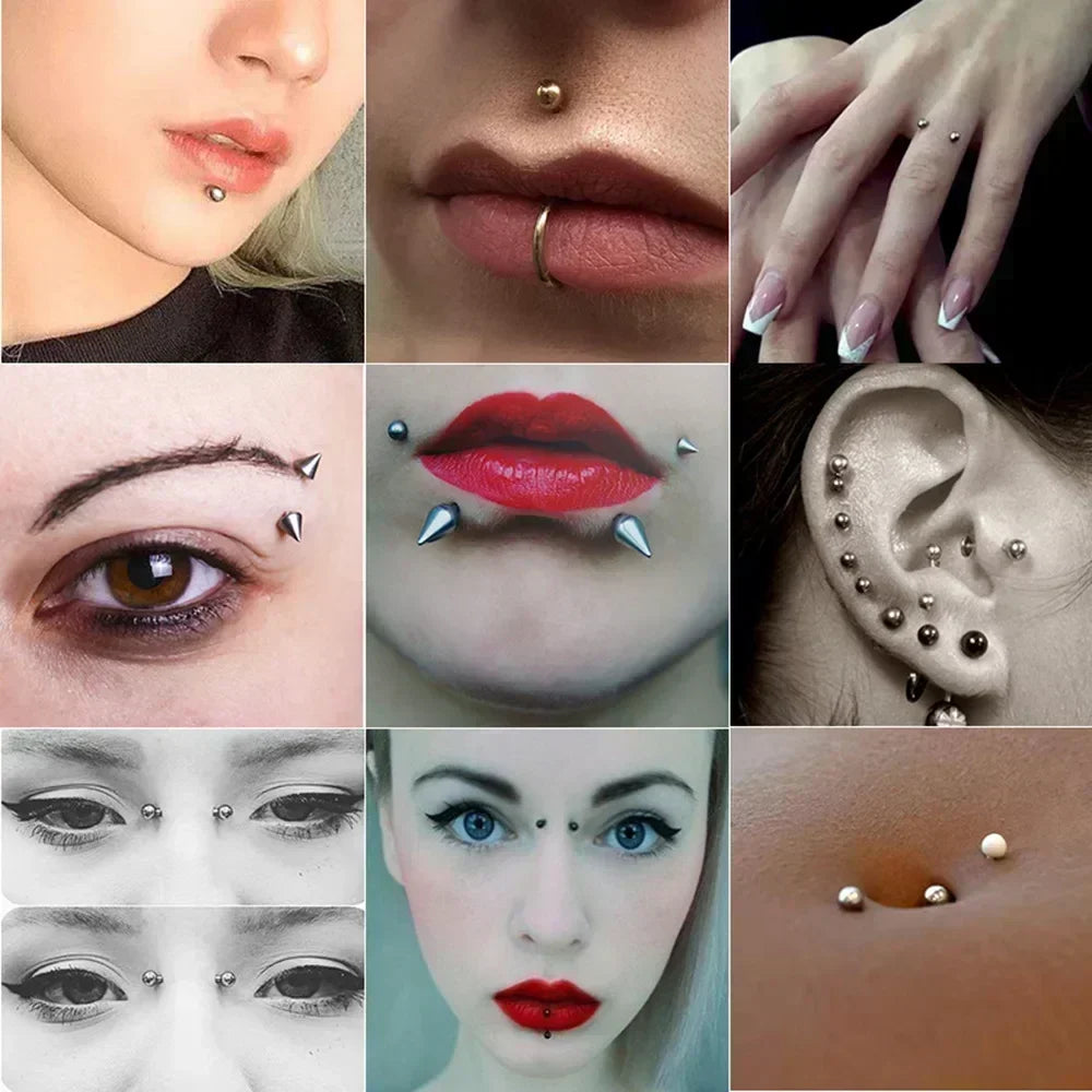 180pcs Non Piercing Lip Nails Sticker Selfadhesive Waterproof Reusable Fake Lip Nail Eyebrow Nose Ring Body Belly Button Jewelry