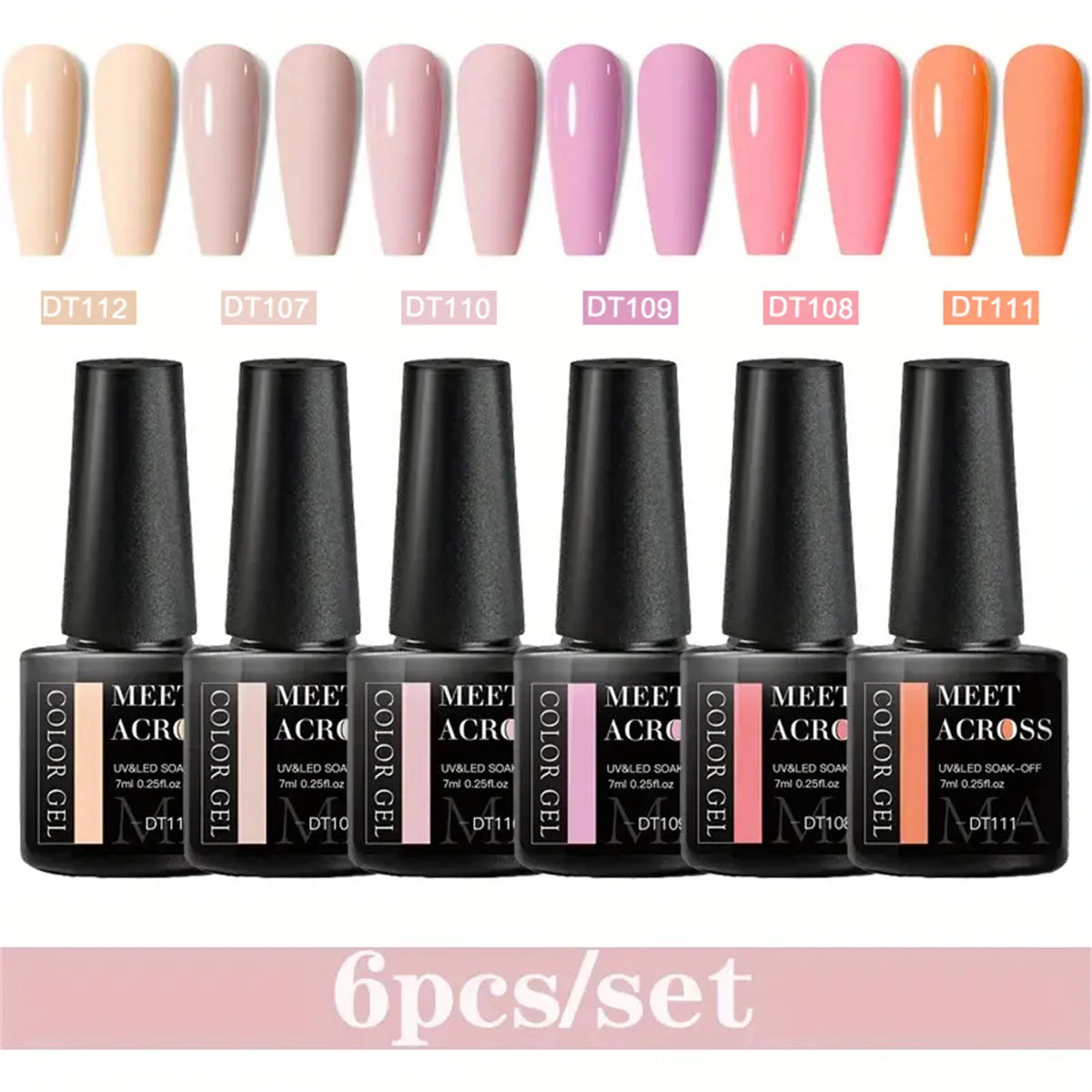 6pcs Gel Nail Polish Set HEMA Free 7ml Semi Permanent Soak Off UV Gel Varnish Nail Art Decoration Summer Nails Nail Supplies DIY