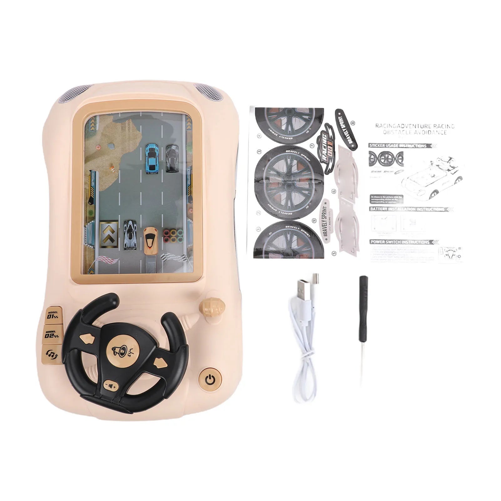 Kids Steering Wheel Racing Car Toy Car Racing Adventure Toy with Steering Wheel Interactive Simulated Driving Racing Car Game