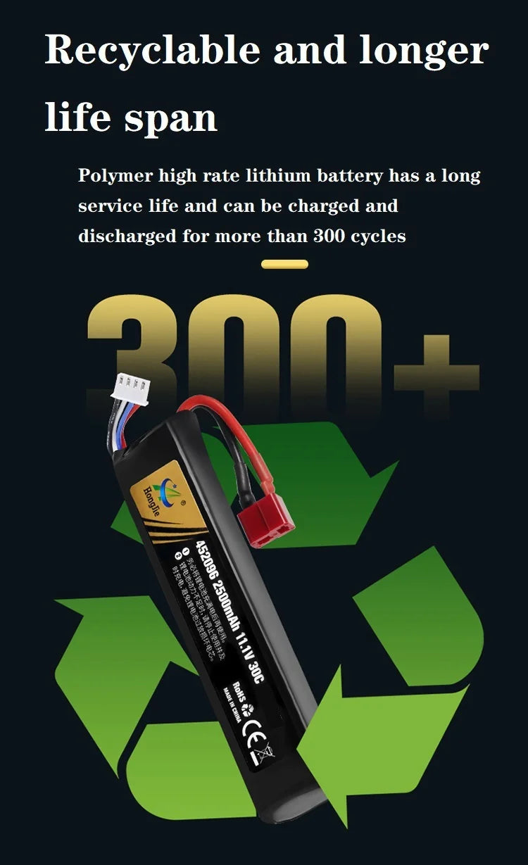 Water Gun Airsoft 11.1V 3S 2500mAh 30C 452096 LiPo battery+Charger Tamiya Plug for Airsoft BB Air Pistol Electric Toys Gun Parts
