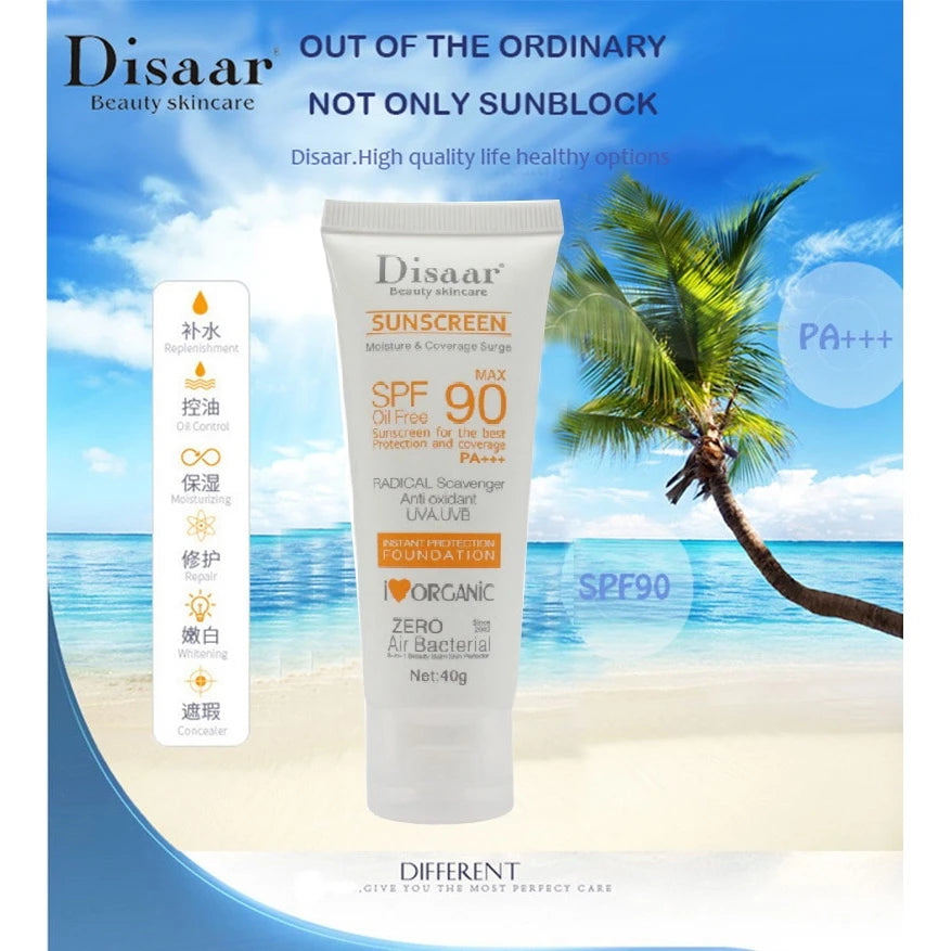 Facial Moisturizing Sunscreen SPF 90 Waterproof All-round UVA UVB Blue Light Resistance for Outdoor Sports Cycling Swimming