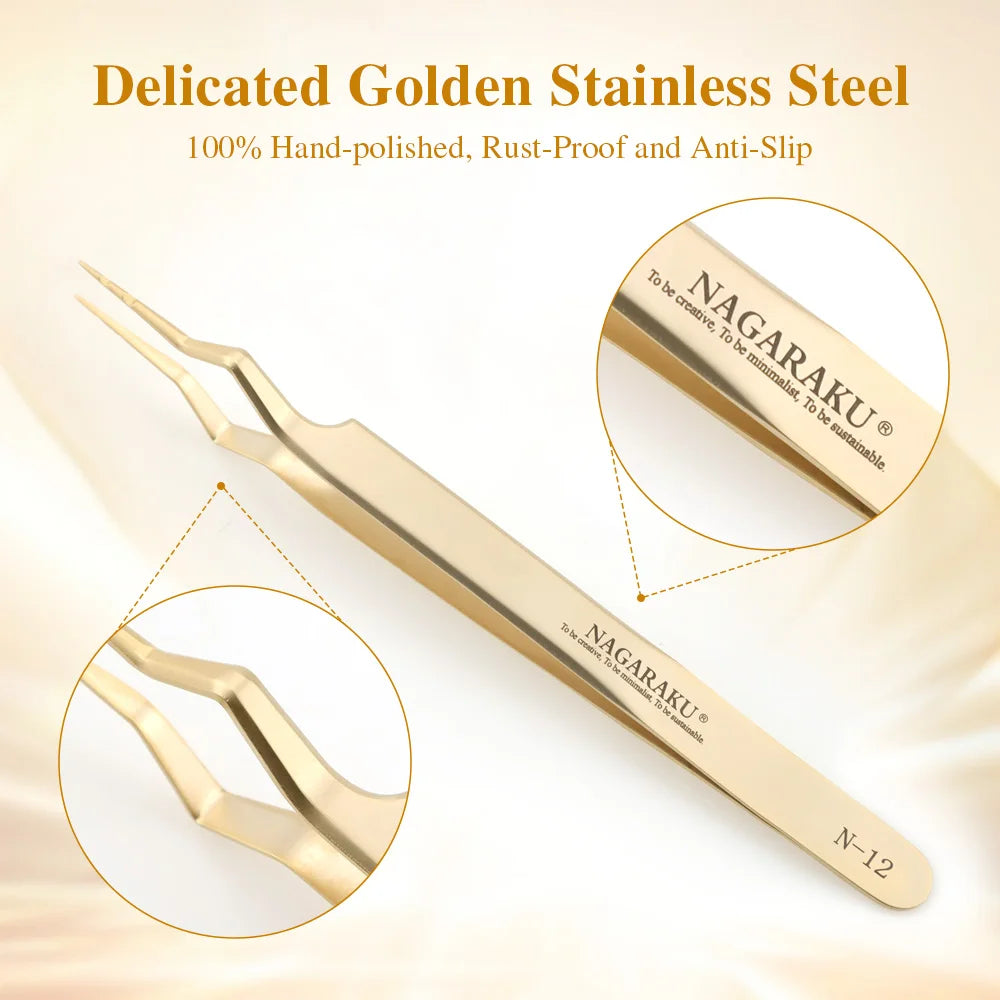 NAGARAKU Eyelash Extension Tweezers Makeup Stainless Steel Eyelash 3D accurate Clip