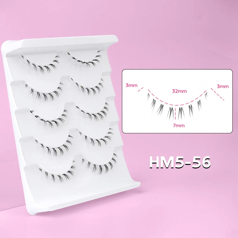 10Pairs Lower Eyelashes Pack Under Eye Lashes Soft Lower Eyelashes 100% Handmade Clear Band Manga Bottom Lashes Makeup Tools