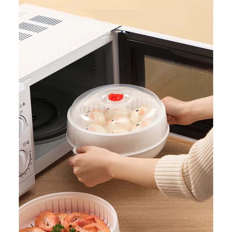 COOKER KING Microwave Heating Steamer Large Capacity Household Kitchen Steamer Box with Steam Vent