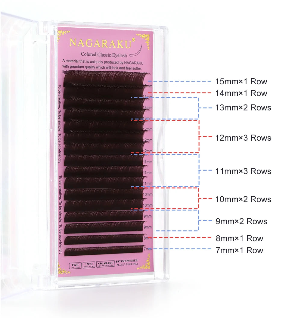 NAGARAKU Brown Eyelashes Individual Eyelash Makeup 16 Lines Brown Color High Quality Super Soft Natural Synthetic Mink