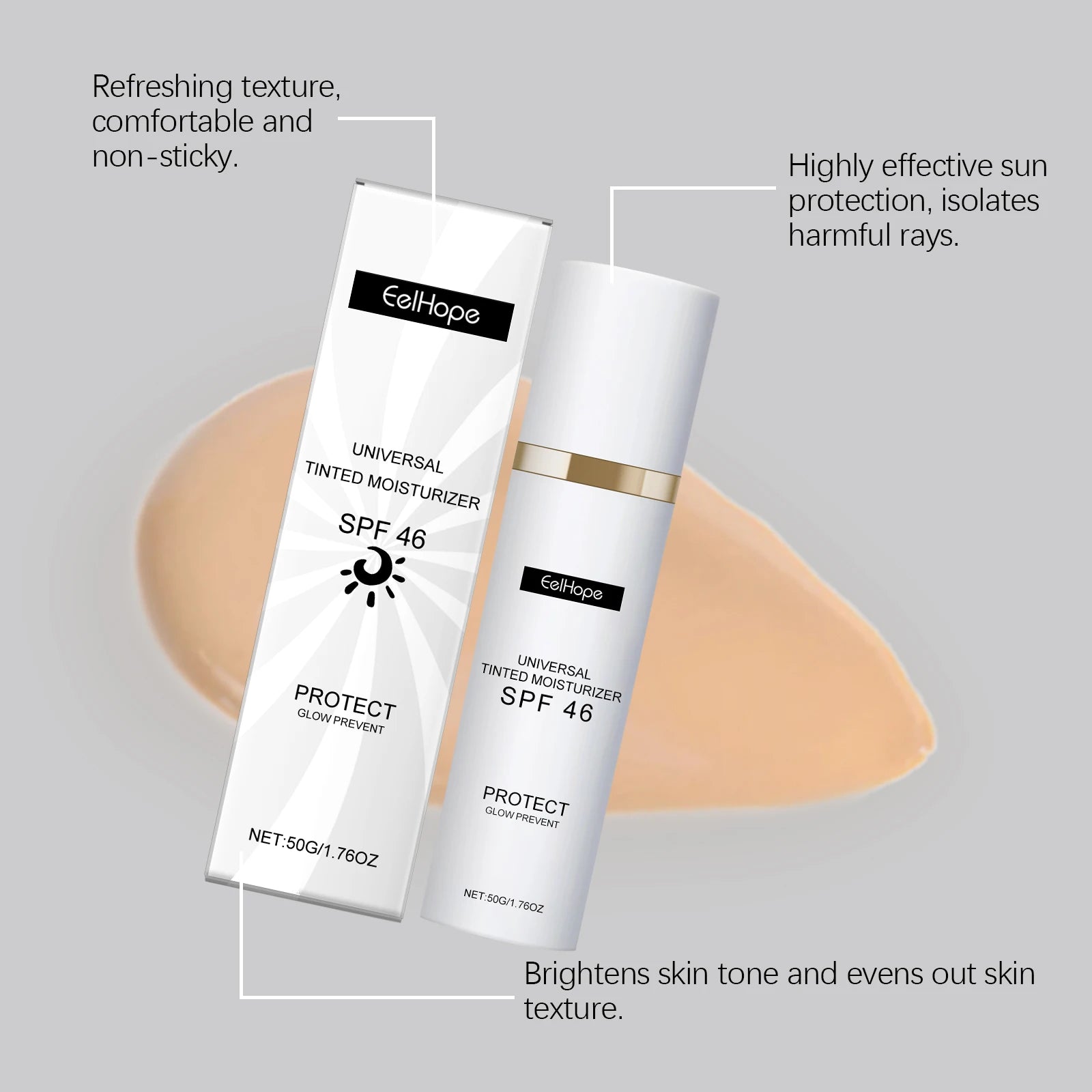 Sunscreen Tinted Moisturizer EELHOPE Lightweight Non Greasy Brightening Skin Tone Long Lasting Sun Protection For Daily Outdoor
