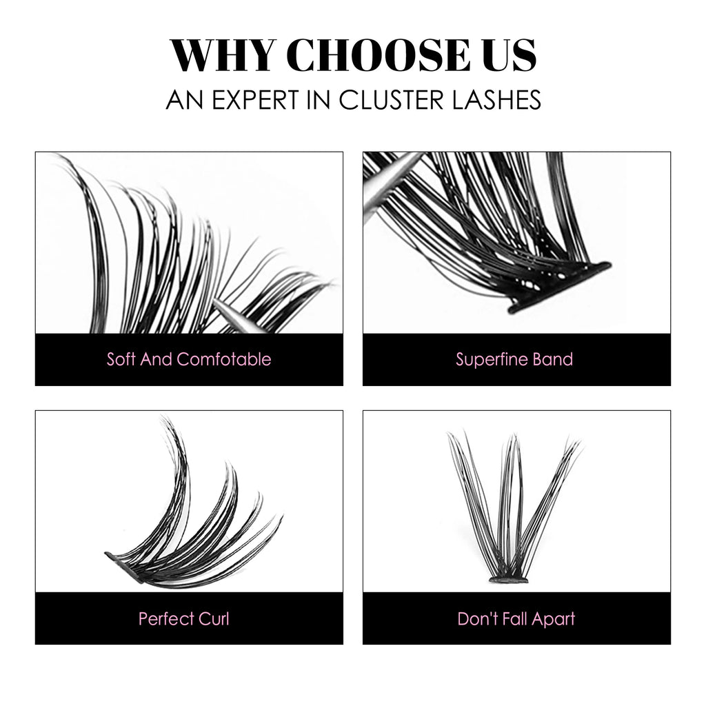 30D40D Individual Lashes Kit Natural Long DIY Cluster Eyelashes with Lash Bond and Seal Extension Kit Makeup Tools Faux Cils