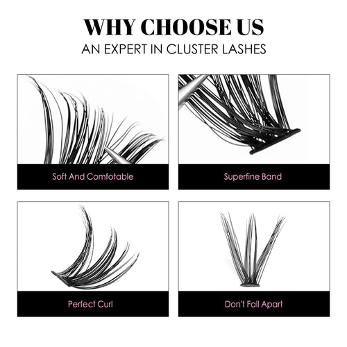 30D40D Individual Lashes Kit Natural Long DIY Cluster Eyelashes with Lash Bond and Seal Extension Kit Makeup Tools Faux Cils