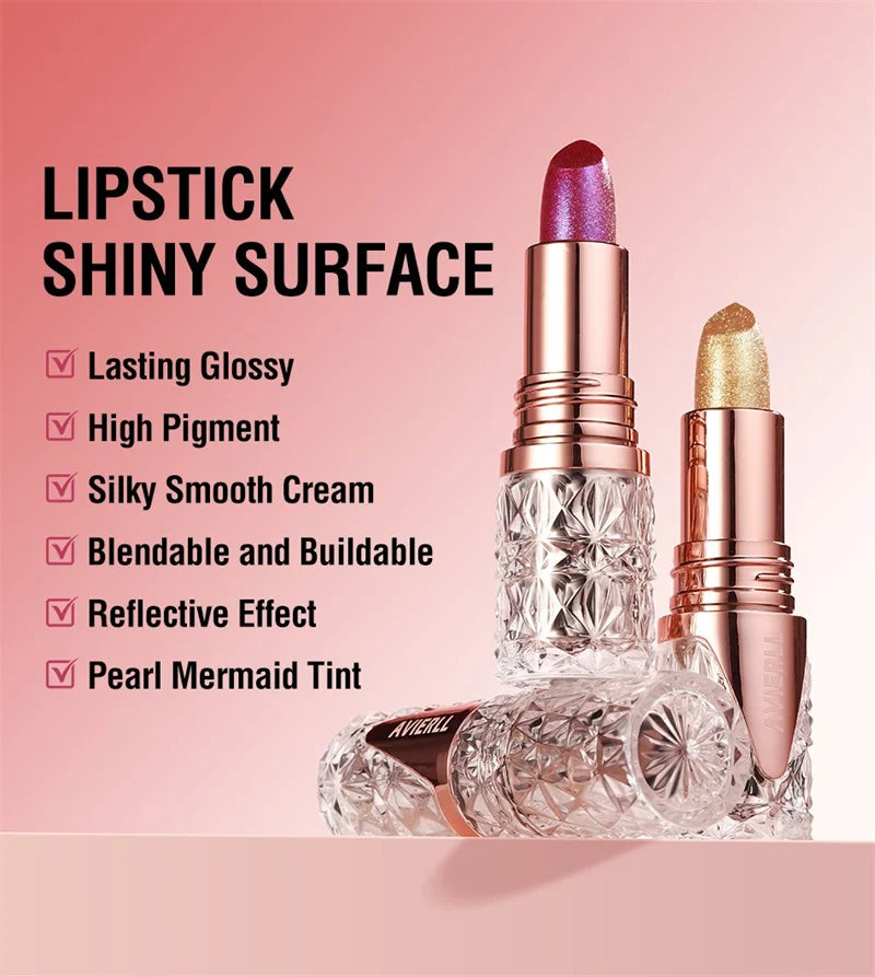 10 Colors 3 in 1 Pearlescent Lipstick Long Lasting Moisturizing Sparkling Quicksand Gold Lip Gloss Pearl Shimmer Sexy Lip Makeup