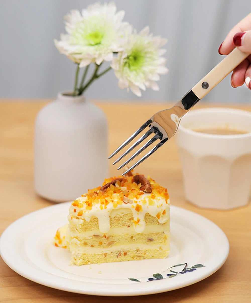 Fashionable Design Top Mirror Polishing Cutlery Sets Stainless Steel 18/8(304) ABS Handle With Rivets Silverware Set For Kitchen