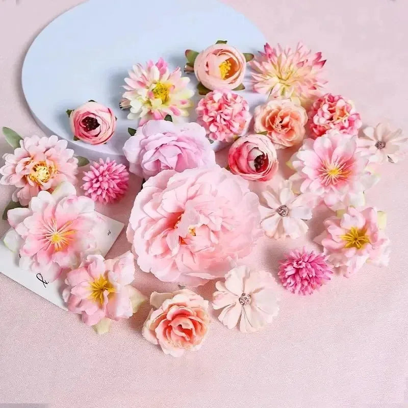 1Bag Artificial Flower Head For Home Room Wedding Decoration Handmade Craft Wreath Christmas Tree Decor 2025 Navidad Supplies