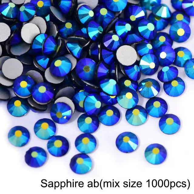 1440Pcs/Pack Flatback 3D Glass Swarovsky DIY Nails Rhinestones Art Decoration Shiny Crystal Stones Gems Manicure