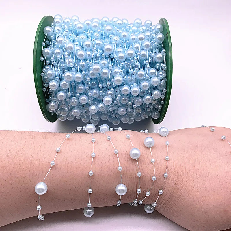 NEW 5yards Fishing Line Artificial Pearls Flower Beads Chain Garland Flowers Wedding Party Decoration Diy
