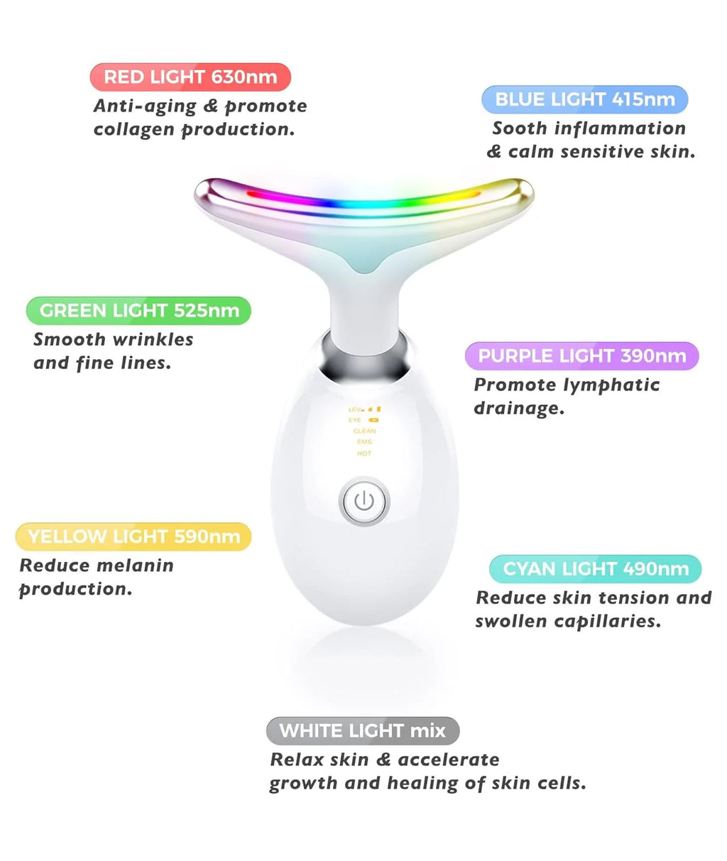 7 Colors LED Neck Face Massager Face Sculpting Tool Skin Rejuvenation Device Facial Lifting Beauty Machine Skin Care Instrument