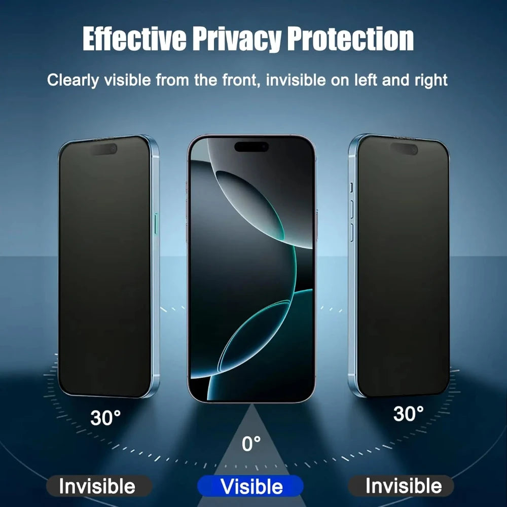 NNBILI 3pcs Full Cover Matte Privacy Screen Protector For iPhone 17 16 15 14 13 12 11 Pro Max Plus Mini X XS Anti-Peeping Glass