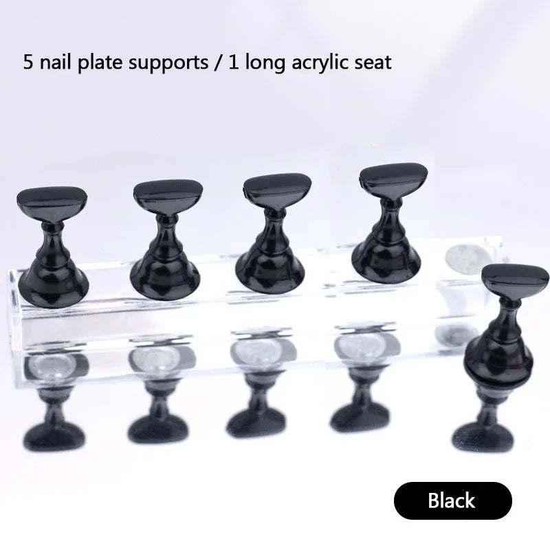 New 5pcs Magnetic Nail Stand Sample Nails Display Nail Polish Holder Nail Magnet Tips Reusable Putty MJZSJ03