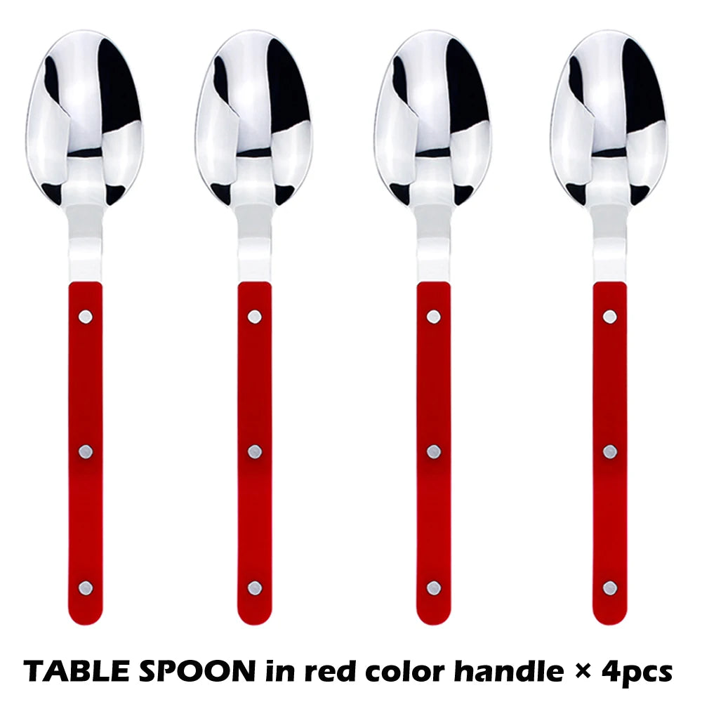 Fashionable Design Top Mirror Polishing Cutlery Sets Stainless Steel 18/8(304) ABS Handle With Rivets Silverware Set For Kitchen