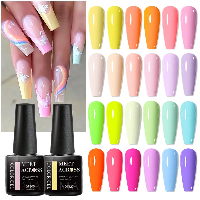 6pcs Gel Nail Polish Set HEMA Free 7ml Semi Permanent Soak Off UV Gel Varnish Nail Art Decoration Summer Nails Nail Supplies DIY