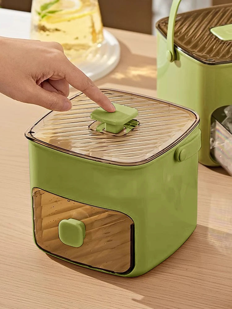 Portable Ice Maker with Handle & Storage Drawer Countertop Ice Cube Maker Compact Ice Maker Machine for Household & Outdoor Use