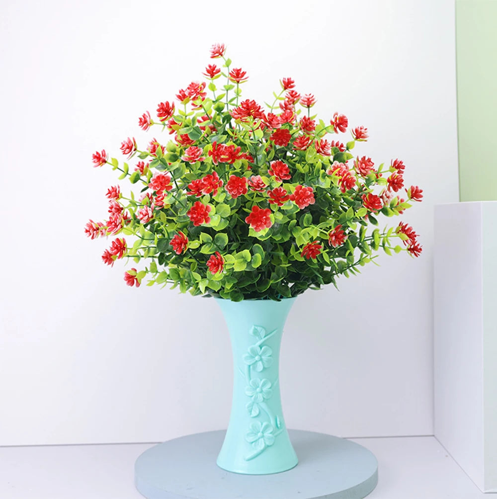 1 Bundle Artificial Flowers Outdoor UV Resistant Shrubs Plants Fake Flower Greenery for Office Kitchen Wedding Garden Decor