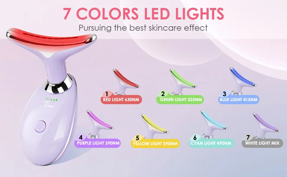7 Colors LED Neck Face Massager Face Sculpting Tool Skin Rejuvenation Device Facial Lifting Beauty Machine Skin Care Instrument